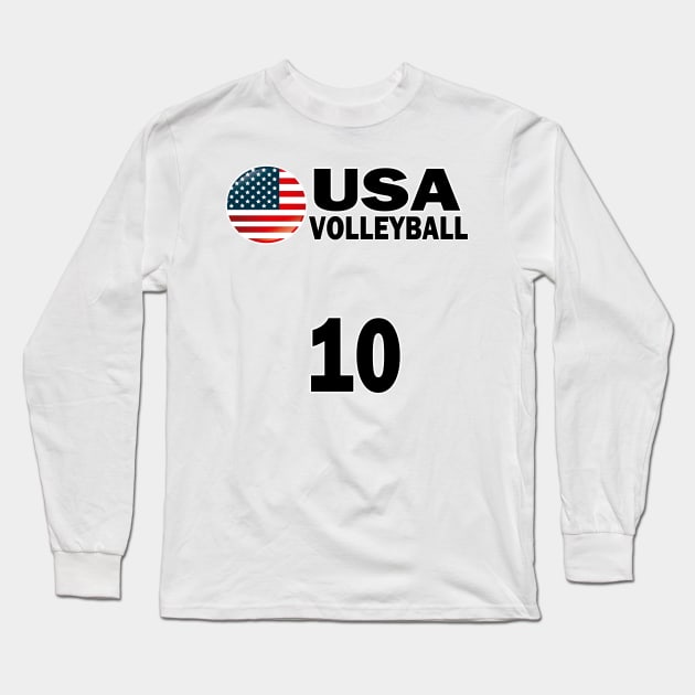 USA Volleyball #10 T-shirt Design Long Sleeve T-Shirt by werdanepo